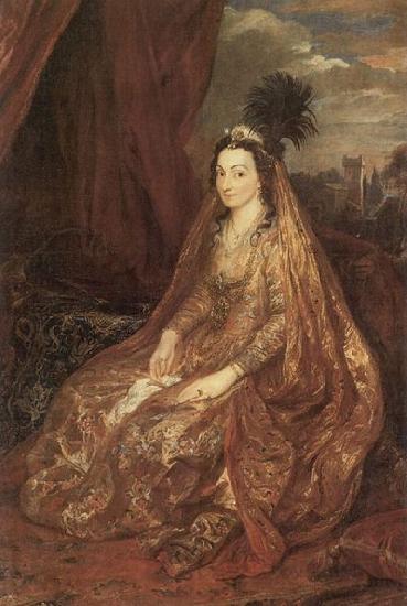 Anthony Van Dyck Portrat der Elisabeth oder Theresia Shirley in orientalischer Kleidung oil painting image